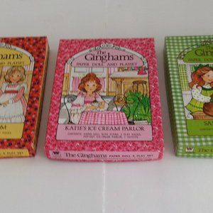 Lot of 3 boxes of Gingham Paper Dolls & Playsets new uncut
